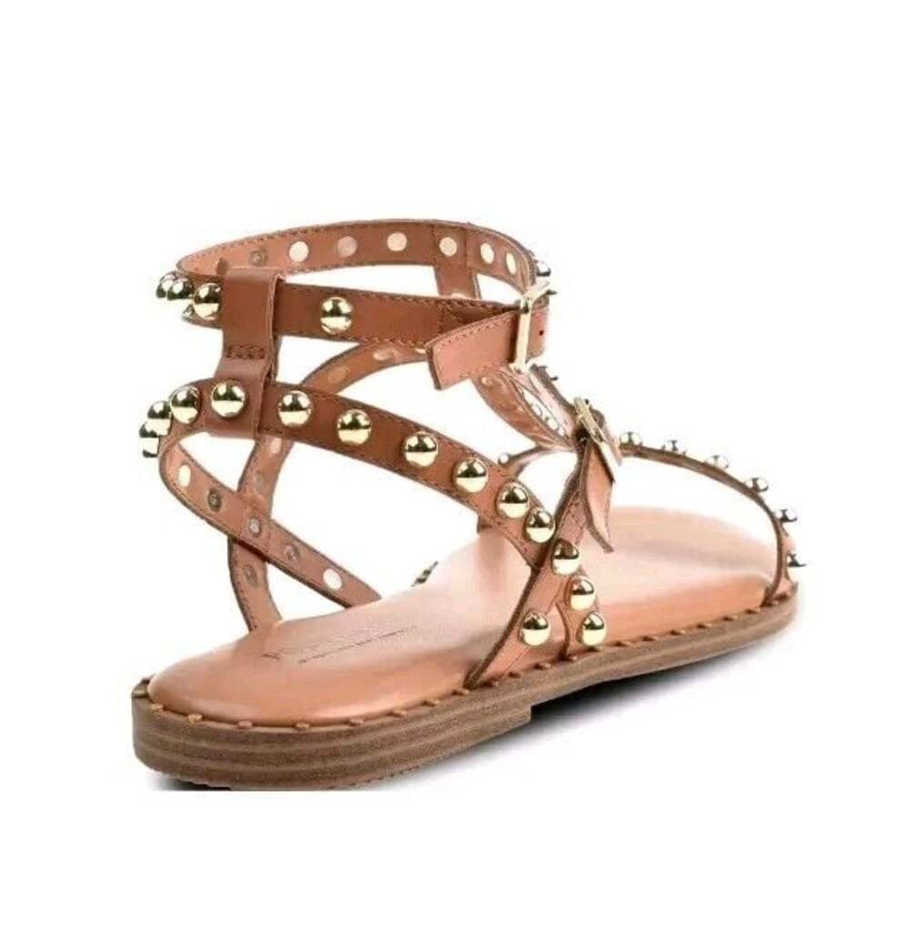 Size 11 Portland Boot Company Brown Studded Gladiator Sandals - Picture 3 of 8